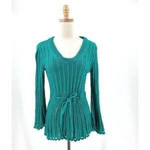 Milly Of New York Y2K 90s Style Crochet Knit Top Small Bell Sleeve Boho Cottage